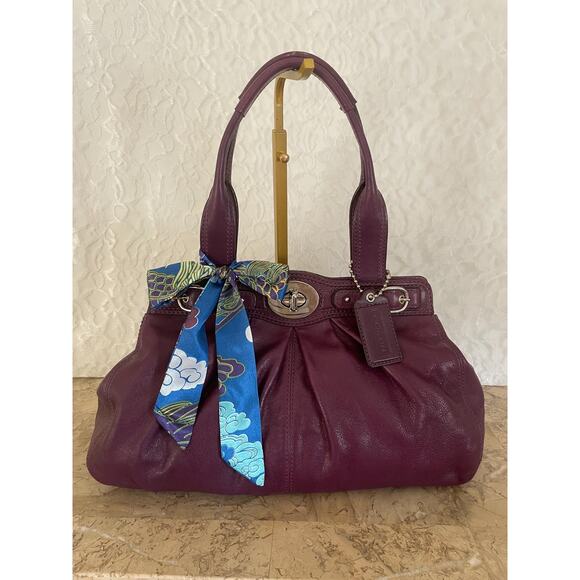 COACH Mia/garnet plum Pleated Leather Carryall Shoulder Bag 13914 - Picture 1 of 13